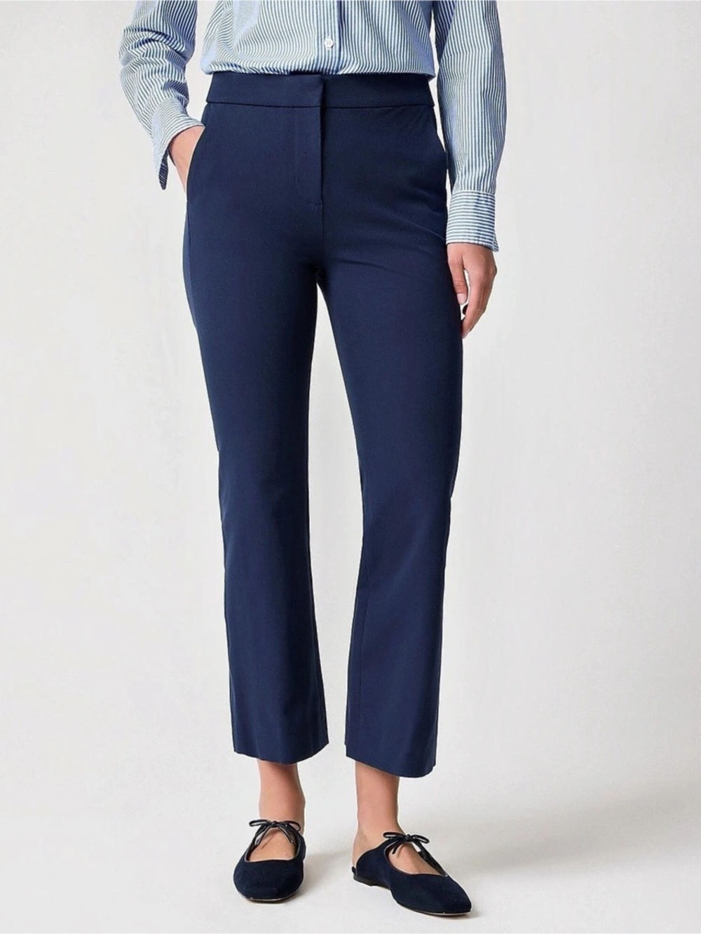 J.Crew Kelsey Pant Women's cropped, high-rise kick-flare trouser in Navy